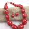 Red Necklace & Earrings in Handmade Big Bold Fair Trade Kazuri Beads - VP's Jewelry  