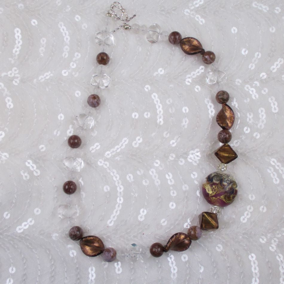 Handmade Artisan Bead Necklace Exotic Purple Murano Crystal - VP's Jewelry  