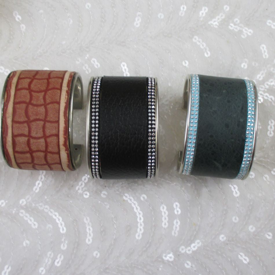 Two Inch Wide Leather Cuff Bracelet - VP's Jewelry