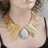Bold Yellow Gemstone Stick Bead Necklace with Gemstone Pendant - VP's Jewelry