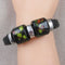 Black Leather Bracelet Red Black Handmade Ceramic Accents - VP's Jewelry 