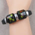 Black Leather Bracelet Red Black Handmade Ceramic Accents - VP's Jewelry 
