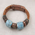 Light Brown Leather Braided Bracelet SFair Trade Bead Accents - VP's Jewelry