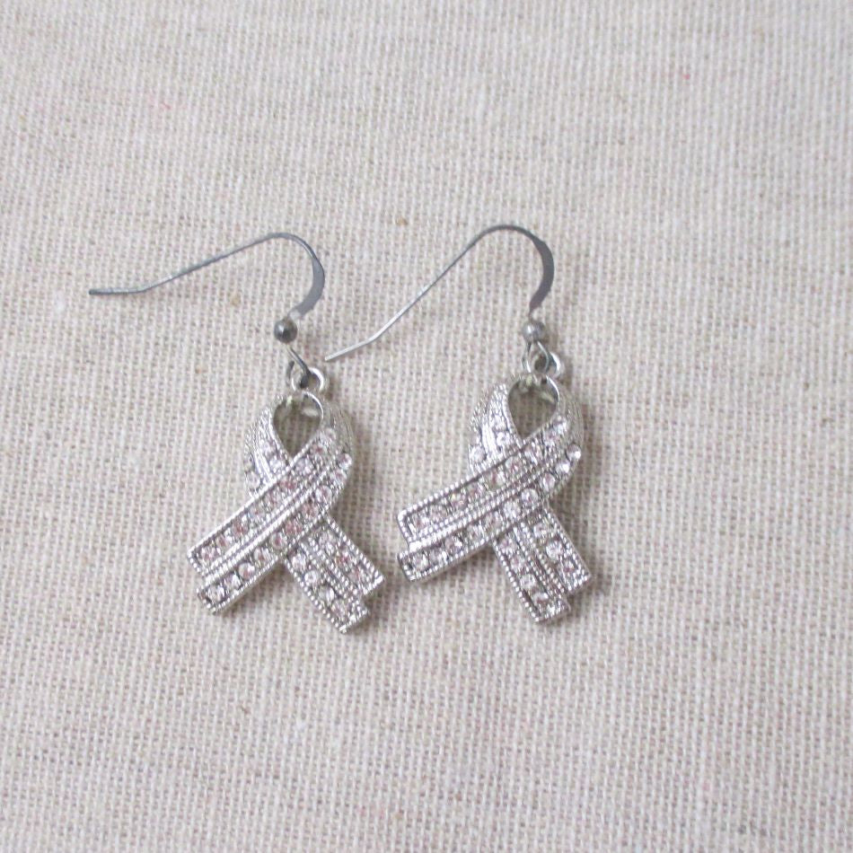 Crystal Rhinestone Awareness Ribbon Earrings - VP's Jewelry
