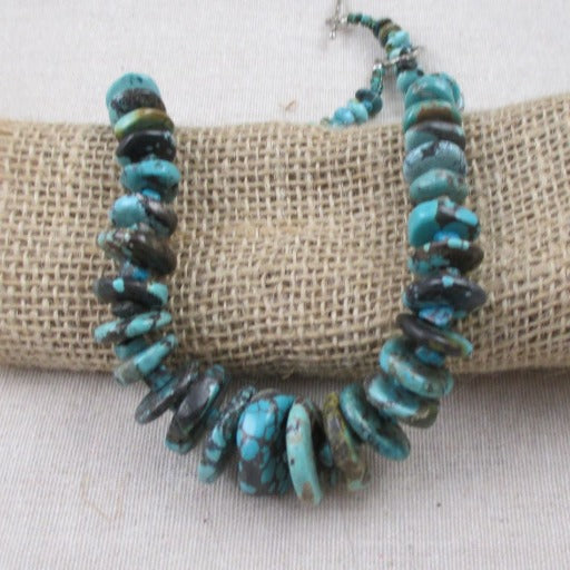 Big Turquoise Nugget Disk Statement Necklace - VP's Jewelry  