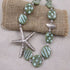 Green Kazuri and Silver Starfish Necklace Fair Trade