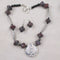 Maroon Paper & Cream Kazuri Pendant Necklace & Earrings - VP's Jewelry
