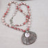 Pink & Tan Handmade Beaded Necklace with Seashell Pendant - VP's Jewelry
