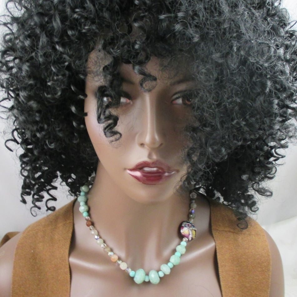 Amazonite Quartz & Artisan Bead Necklace - VP's Jewelry 