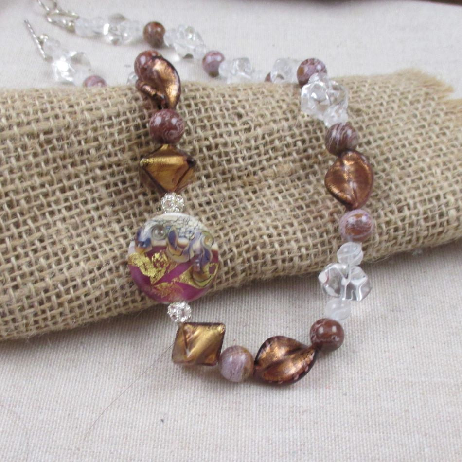 Handmade Artisan Bead Necklace Exotic Purple Murano Crystal - VP's Jewelry  