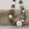 Kazuri Necklace Handmade Brown, Cream & Green Kazuri Beads