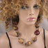 Big Bold Statement Necklace Terracotta Mala Beads and Tree Nut - VP's Jewelry  