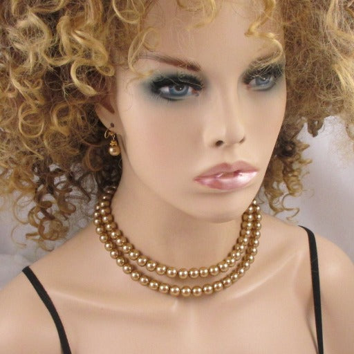 Gold Pearl Necklace, Earrings and Bracelet Handmade - VP's Jewelry  
