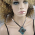 Gunmetal Choker with Handmade Aqua Wash Raku Glazed Pendant - VP's Jewelry