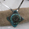 Gunmetal Choker with Handmade Aqua Wash Raku Glazed Pendant - VP's Jewelry