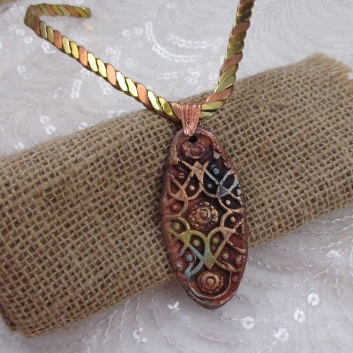 Tri-color Raku Choker Pendant Necklace - VP's Jewelry