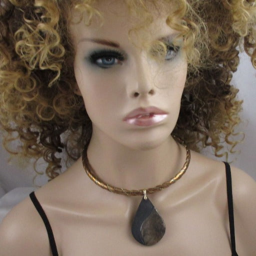 Choker with Statement Large Teardrop Handmade Pendant Raku Glaze - VP's Jewelry