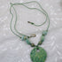 Green Pendant Necklace on Long Leather Cord - VP's Jewelry