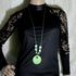 Green Pendant Necklace on Long Leather Cord - VP's Jewelry