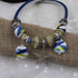 Seaside Kazuri & Sea Glass Necklace Blue & White Leather - VP's Jewelry 