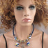 Seaside Kazuri & Sea Glass Necklace Blue & White Leather - VP's Jewelry 