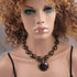 Fair Trade Statement Kazuri Necklace with Black and Gold Pendant - VP's Jewelry  