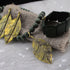 Green Wooden Beaded Necklace Bracelet & Gold Leaf Earrings - VP's Jewelry
