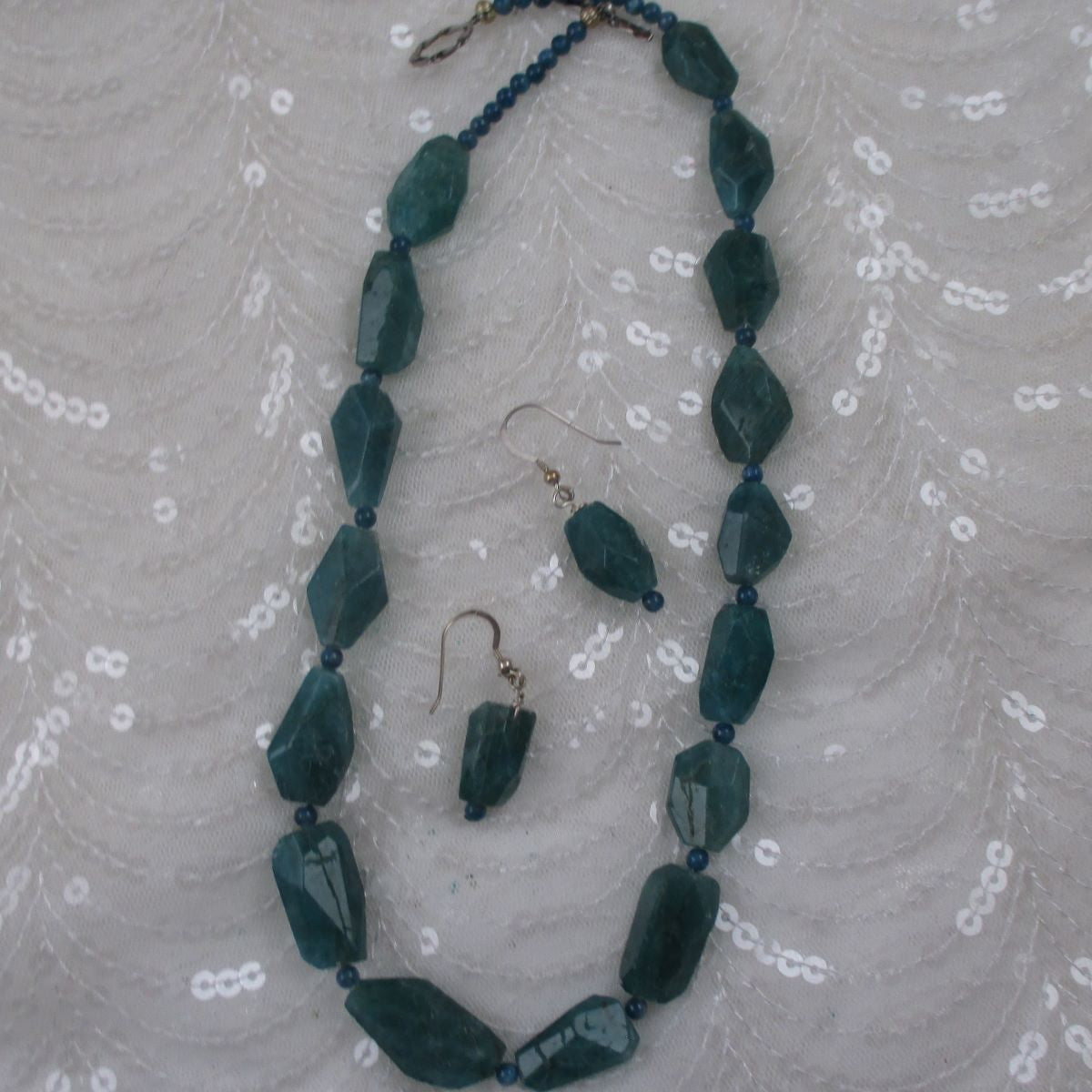 Handmade Apatite Gemstone Statement Necklace and Earrings - VP's Jewelry  