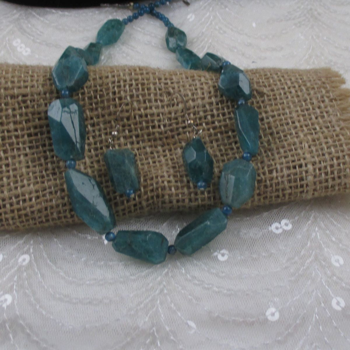 Handmade Apatite Gemstone Statement Necklace and Earrings - VP's Jewelry  