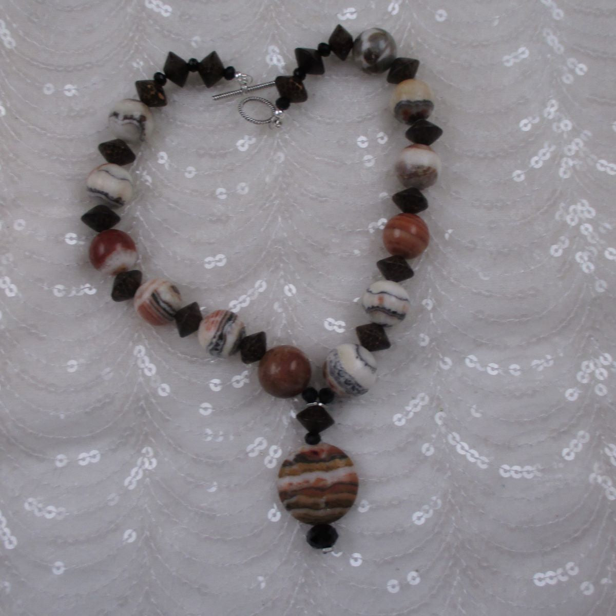 Brown Gemstone & Wood Pendant Necklace - VP's Jewelry
