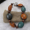 Large Pumpkin and Turquoise Tagua Nut Bead Statement Necklace - VP's Jewelry