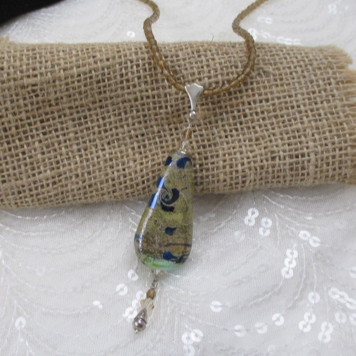 Handmade Artisan Teardrop Pendant and Topaz Necklace - VP's Jewelry