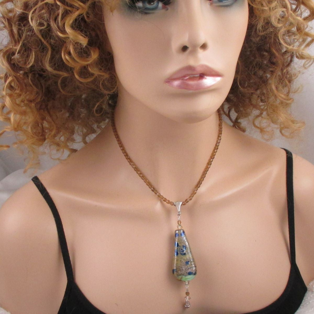 Handmade Artisan Teardrop Pendant and Topaz Necklace - VP's Jewelry