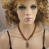 Multi-strand Golden Brown Necklace with a Fluorite Gemstone Pendant - VP's Jewelry