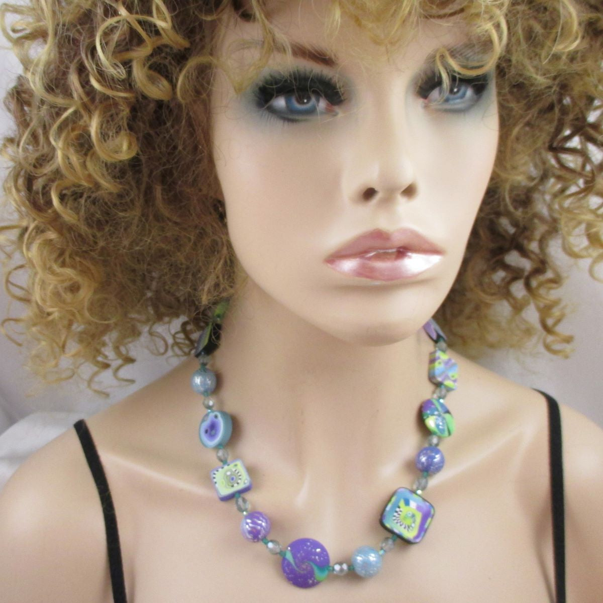 Handmade Designer Set in Blue Leather Polymer Clay - VP's Jewelry  