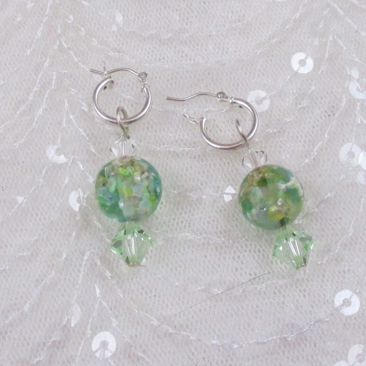 Green Handmade Artisan Bead & Silver Necklace and Earrings - VP's Jewelry  