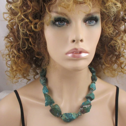 Rustic Chrysolla Large Gemstone Bead Statement Necklace - VP's Jewelry  