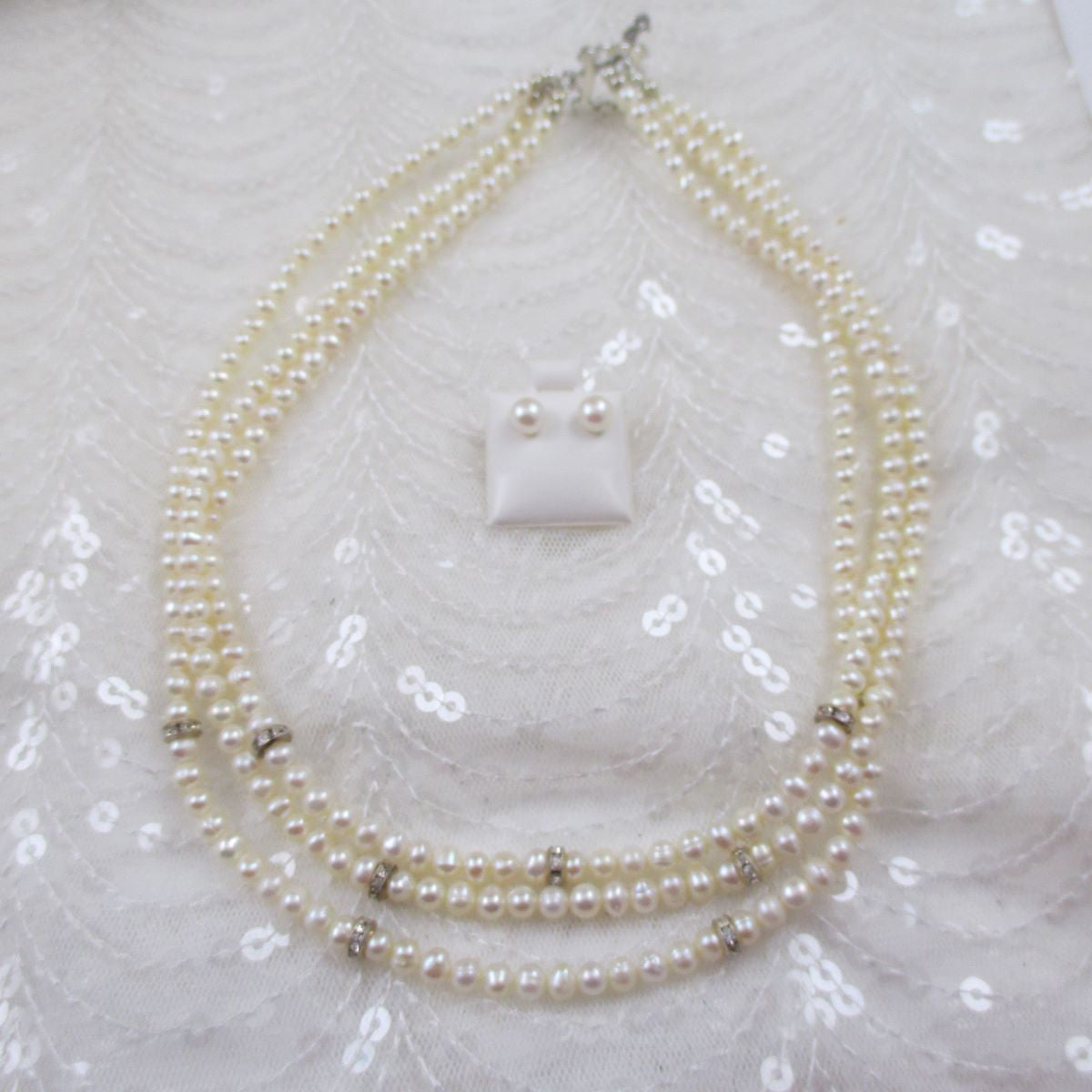 Cultured Pearl Multi-strand Necklace and Earrings - VP's Jewelry 