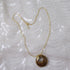 Golden Brown and Gold Kazuri Pendant on Gold Chain - VP's Jewelry