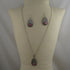 Silver Teardrop with Pink Crystal Pendant Necklace & Earrings - VP's Jewelry