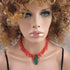 Handmade Pink Bead Necklace with Blue Green Gemstone Pendant - VP's Jewelry