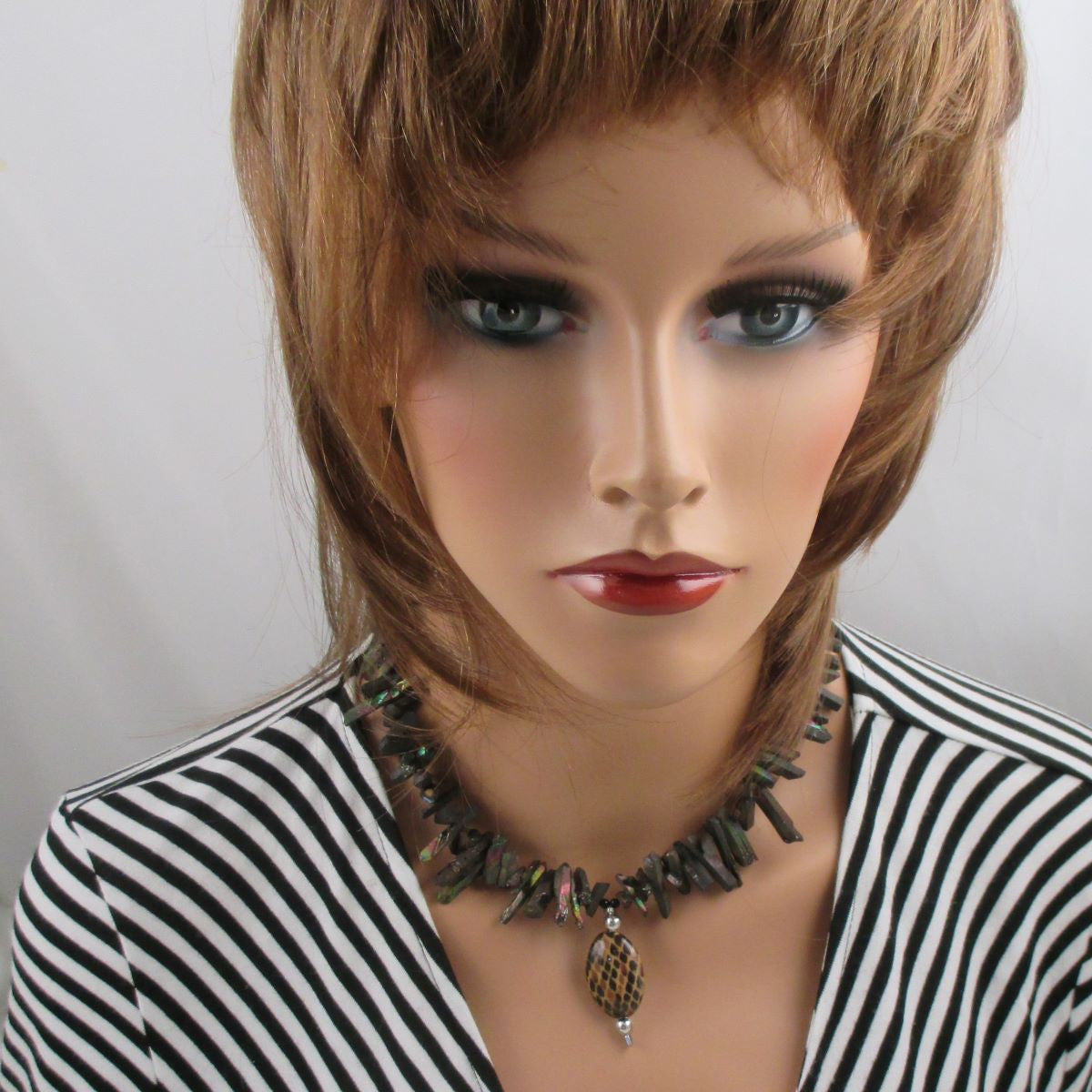 Black Stick Bead Pendant Necklace - VP's Jewelry