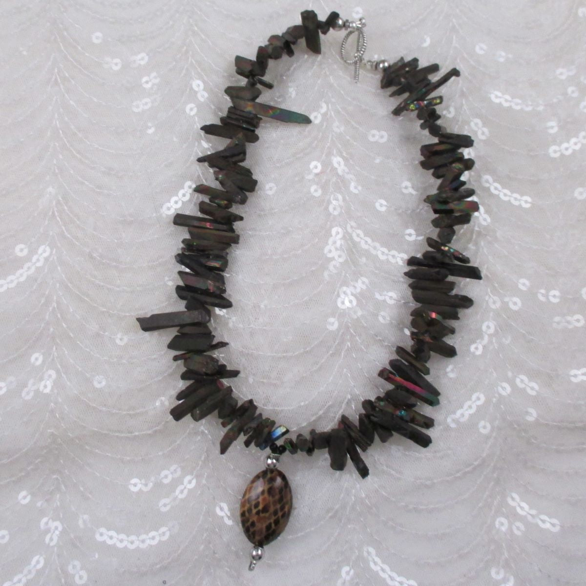 Black Stick Bead Pendant Necklace - VP's Jewelry