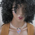 Handmade Periwinkle & Melon Pendant on Silver Neck Wire Flower Style - VP's Jewelry