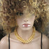 Double Strand Yellow Jade Necklace & Earrings - VP's Jewelry