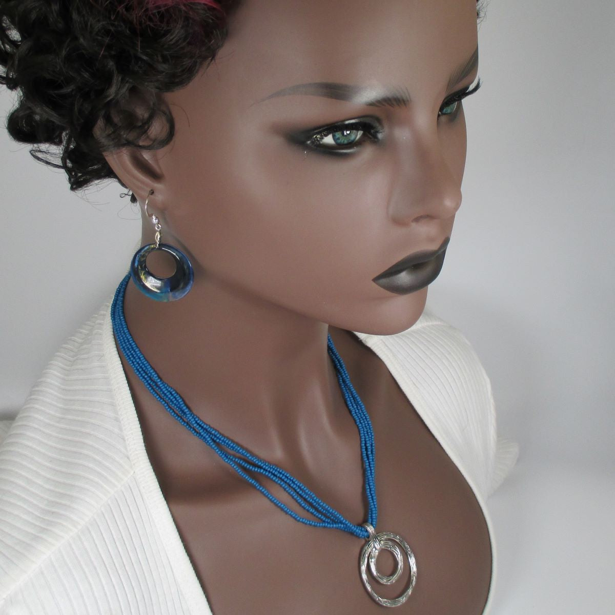 Necklace, Bracelet & Earrings Gift Set in Dark Blue - VP's Jewelry